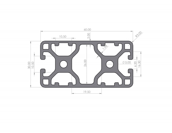 Aluminum profile 30x60 Groove 6 I-type Lightweight 4N180